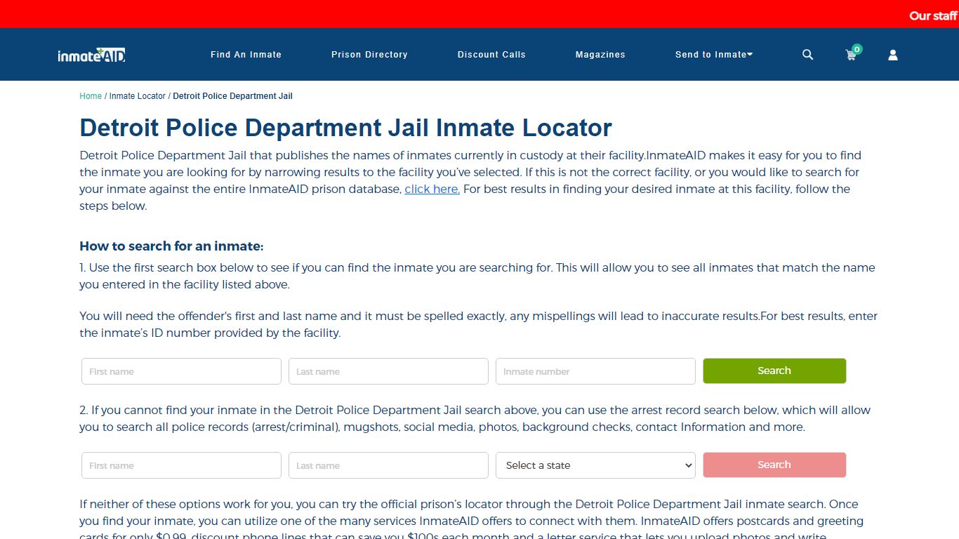 Detroit Police Department Jail Inmate Locator