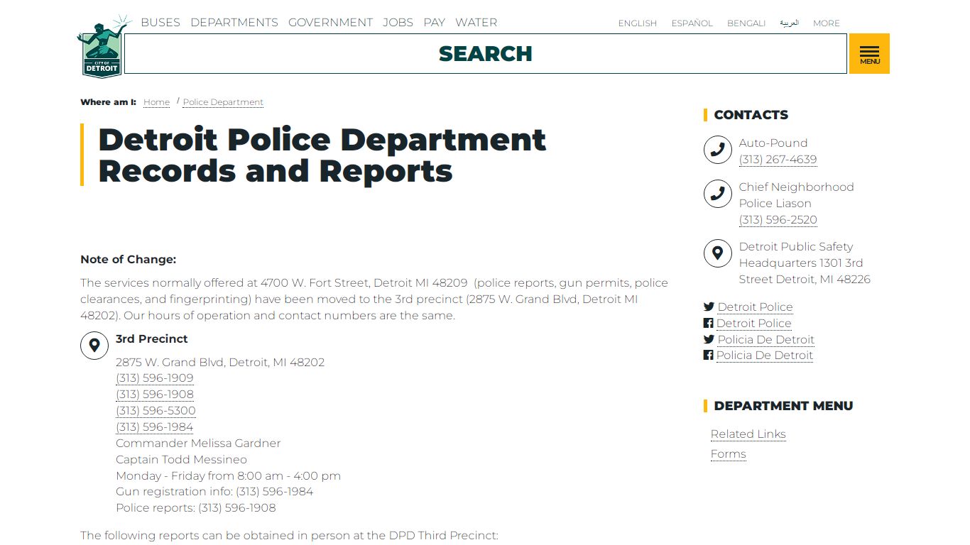 Detroit Police Department Records and Reports | City of ...